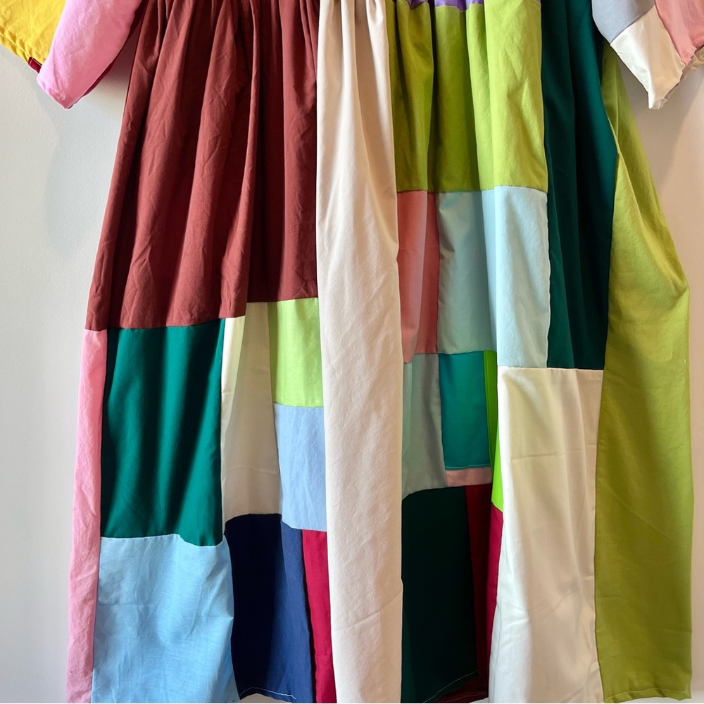 Handmade Quilted Patchwork Colorblock Dress SKU 02261 - Picture 6 of 16